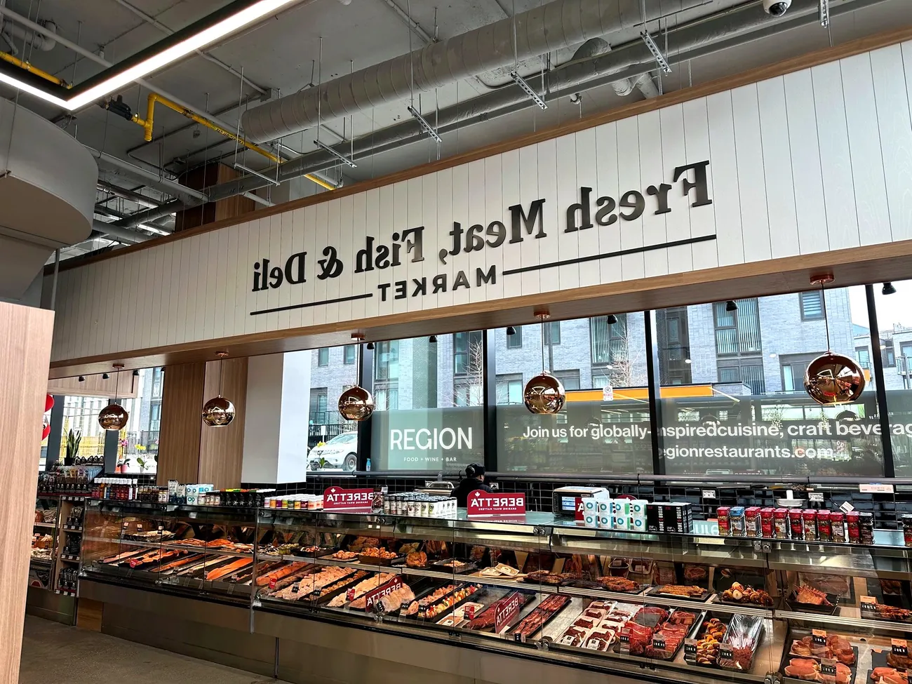 Custom deli and market service counter millwork by Newood Millwork