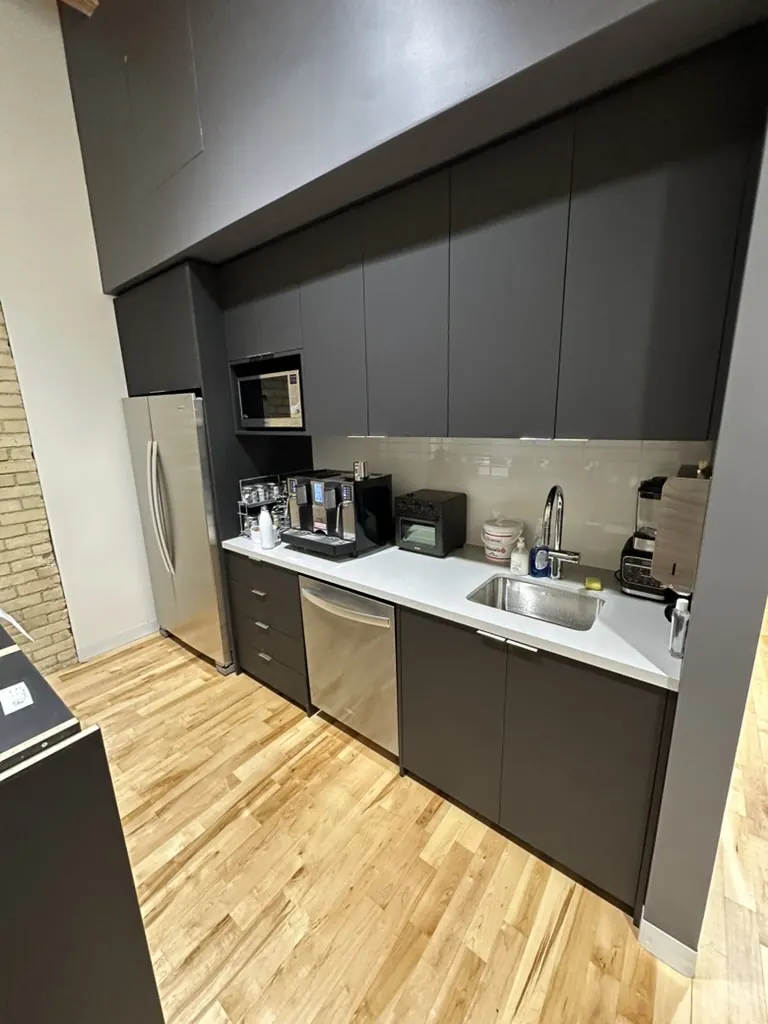 Custom office break room cabinetry by Newood Millwork